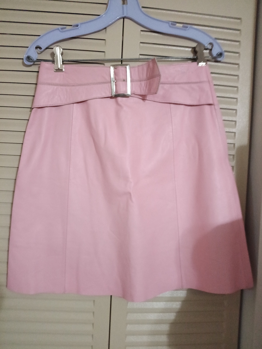 Women's Pink A-Line Skirt with Buckle Waist